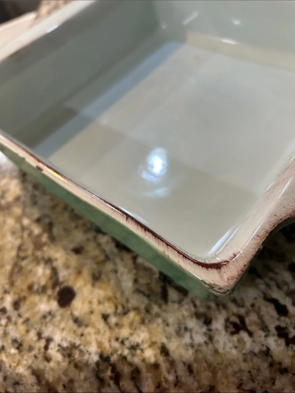 Glazed Rectangular Baking Dish in Seafoam Green and Light Blue
